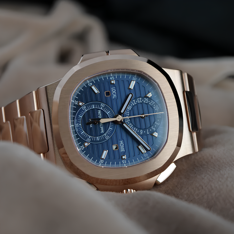 Patek Philippe Nautilus 5990/1R Travel Time Chronograph Blue Dial ｜ Full Set