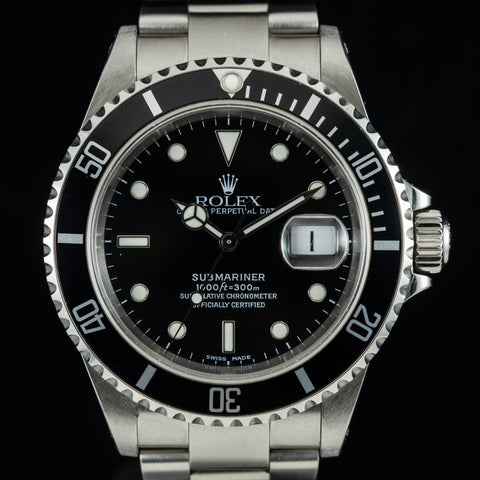 Rolex Submariner Date 40mm Oyster Date With Black Bezel 16610 Serviced Papers Only