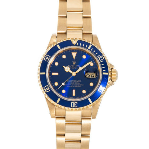 Rolex Submariner Date 18K Yellow Gold Blue Dial 40mm Automatic ｜ 1994