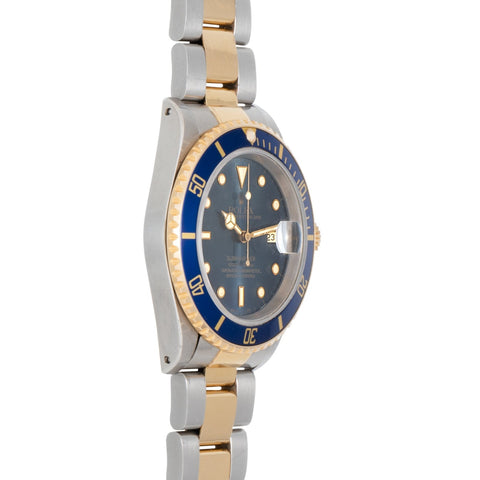Rolex Submariner Date Two-Tone 18K Gold Steel Blue 40mm 16613 ｜ Full Set