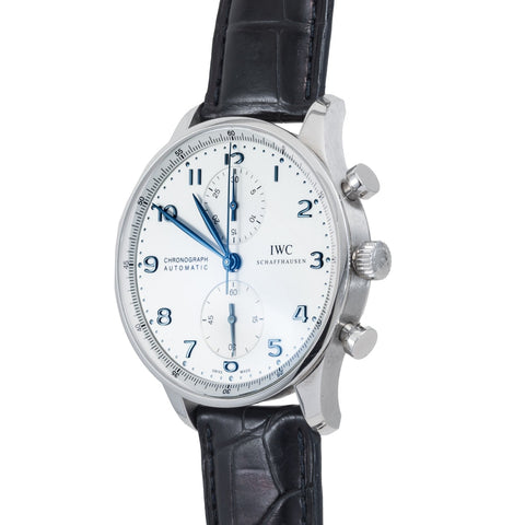 IWC Portuguese Chronograph IW371446 Silver Dial Leather Strap ｜ Full Set