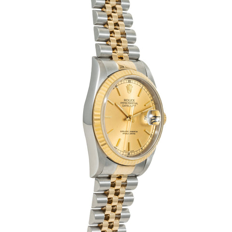 Rolex Datejust 36 36mm Champagne 18K Yellow Gold Stainless Steel Vintage 1991
