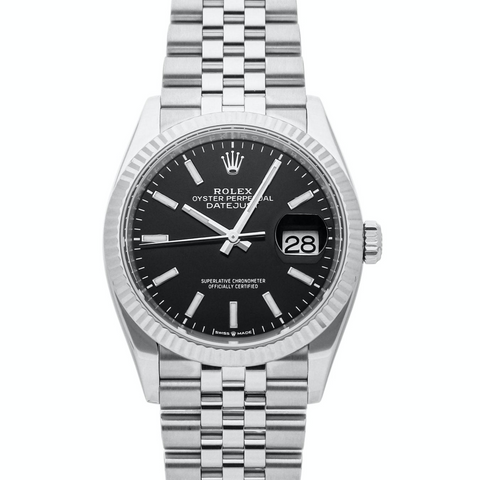 Rolex DateJust Black Index Dial 126234 Stainless Steel Jubilee ｜ Full Set