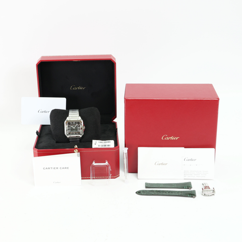 Cartier Santos Green WSSA0062 Stainless Steel Green Dial Men's Watch ｜ Full Set