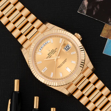 Rolex Day-Date 40 President Yellow Gold Champagne Diamond Dial 228238 ｜ Full Set