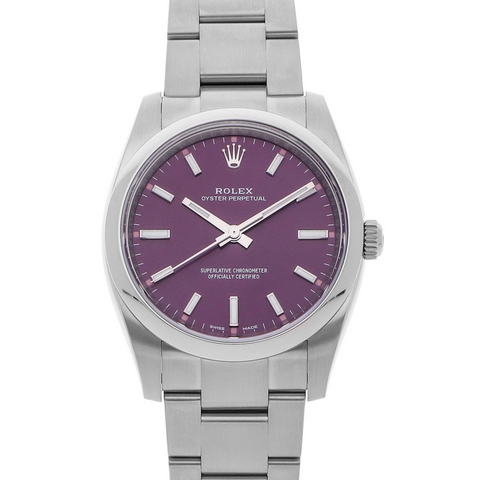 Rolex Oyster Perpetual 34mm Stainless Steel Red Grape Dial ｜ Full Set