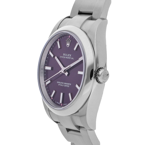 Rolex Oyster Perpetual 34mm Stainless Steel Red Grape Dial ｜ Full Set