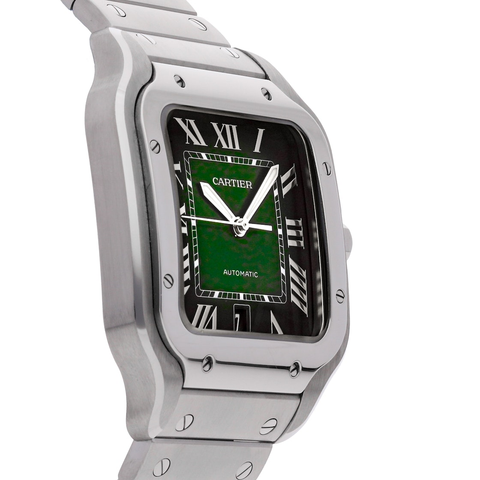 Cartier Santos Green WSSA0062 Stainless Steel Green Dial Men's Watch ｜ Full Set