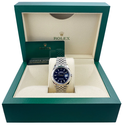 Rolex Datejust 36mm Blue Motif Dial Fluted/Jubilee 126234 -Full Set